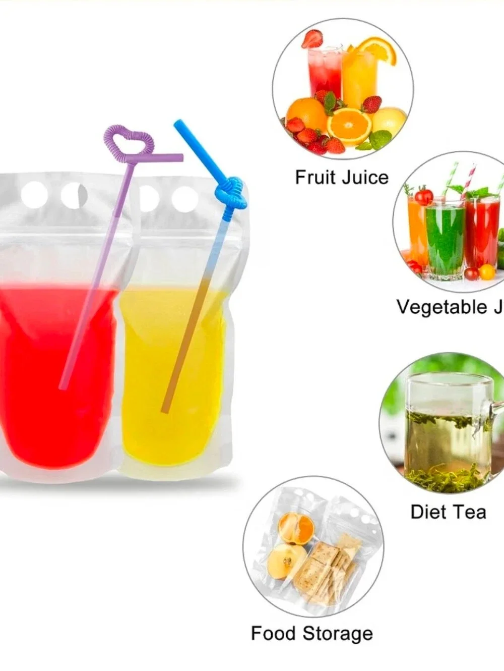 Reusable Party Drink Pouches (100) Bag size: 9*5 inch - Picture 4 of 4